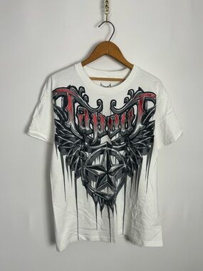 Y2K Tappet White Short-Sleeve Tee with Black & Red Graphic
